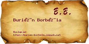 Burián Borbála névjegykártya